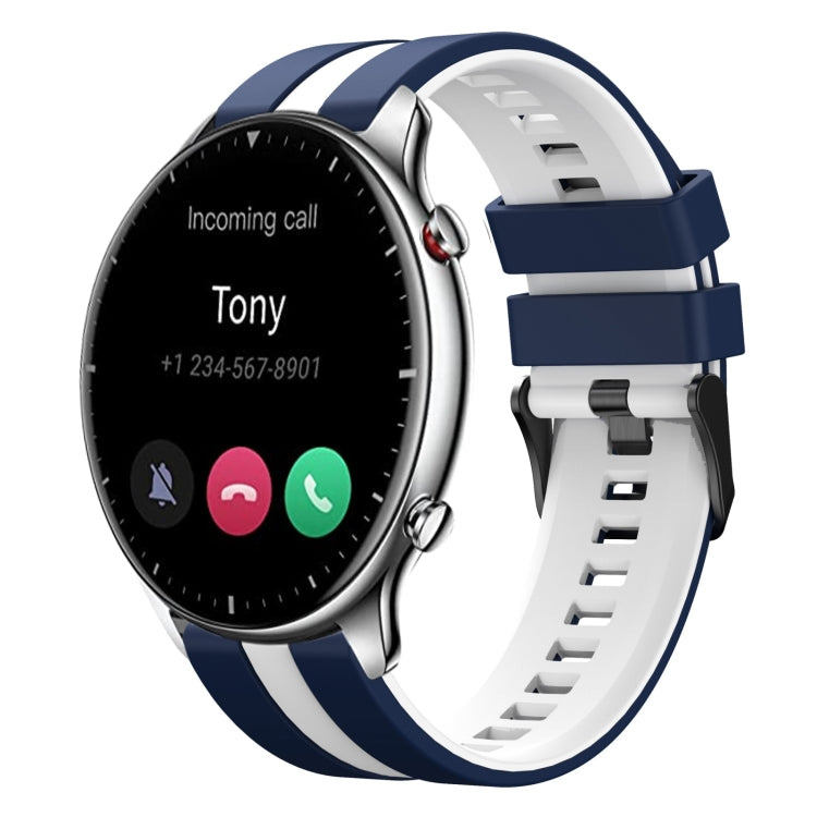 For Amazfit GTR 2 22mm Two-Color Sports Silicone Watch Band(Blue+White) - free shipping - PMC TechLife - Order now!