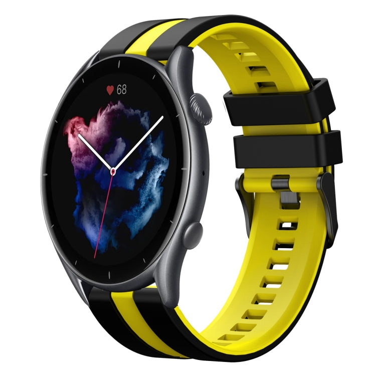 For Amazfit 3 22mm Two-Color Sports Silicone Watch Band(Black+Yellow) - free shipping - PMC TechLife - Order now!