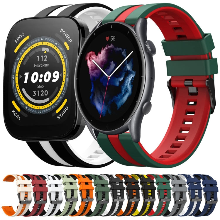 For Amazfit GTR 2 22mm Two-Color Sports Silicone Watch Band(Black+Orange) - free shipping - PMC TechLife - Order now!