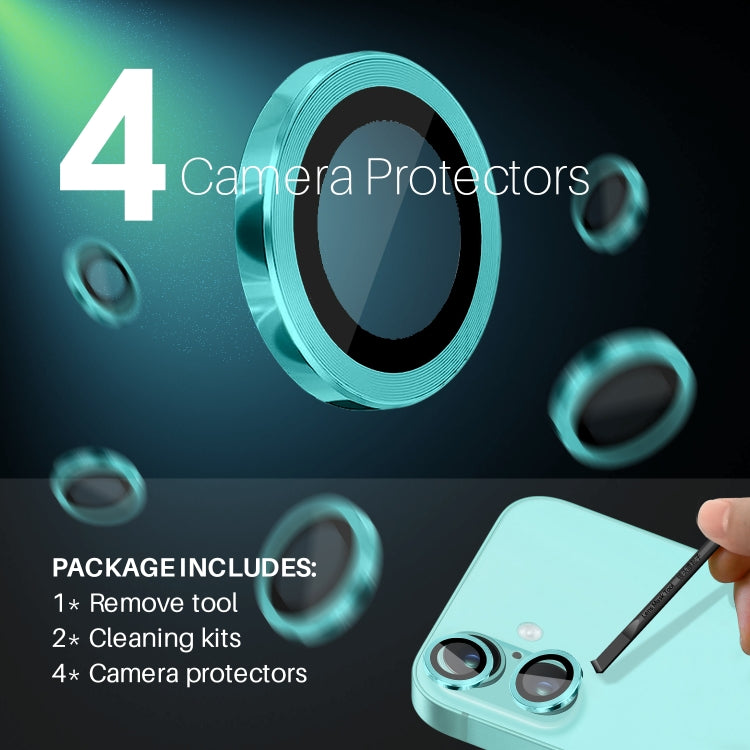 For iPhone 16 / 16 Plus NORTHJO 2 Sets 4pcs Camera Lens Protector Cover Metal Ring Film(Cyan) - iPhone 16 Plus Tempered Glass by NORTHJO | Online Shopping South Africa | PMC TechLife | Buy Now Pay Later Mobicred