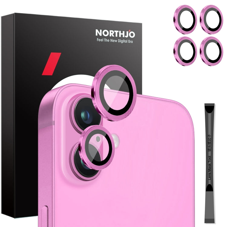 For iPhone 16 / 16 Plus NORTHJO 2 Sets 4pcs Camera Lens Protector Cover Metal Ring Film(Rose) - iPhone 16 Plus Tempered Glass by NORTHJO | Online Shopping South Africa | PMC TechLife | Buy Now Pay Later Mobicred