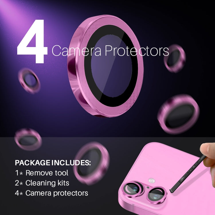 For iPhone 16 / 16 Plus NORTHJO 2 Sets 4pcs Camera Lens Protector Cover Metal Ring Film(Rose) - iPhone 16 Plus Tempered Glass by NORTHJO | Online Shopping South Africa | PMC TechLife | Buy Now Pay Later Mobicred