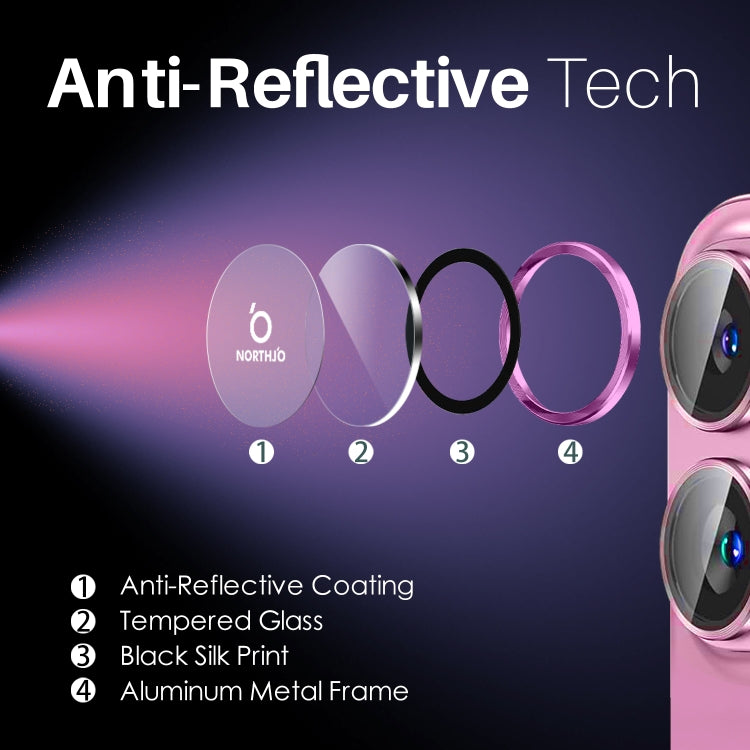 For iPhone 16 / 16 Plus NORTHJO 2 Sets 4pcs Camera Lens Protector Cover Metal Ring Film(Rose) - iPhone 16 Plus Tempered Glass by NORTHJO | Online Shopping South Africa | PMC TechLife | Buy Now Pay Later Mobicred