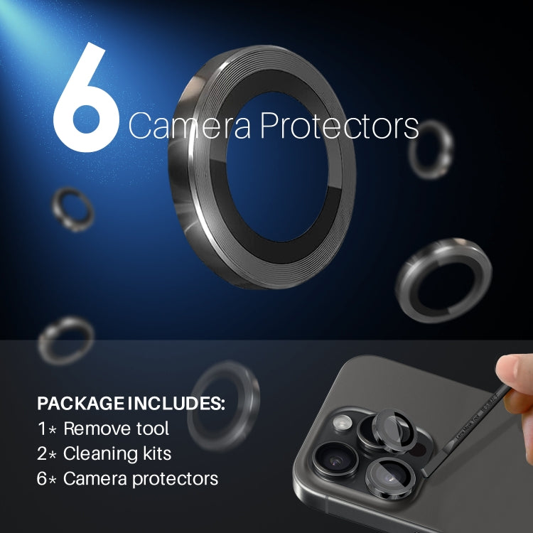 For iPhone 16 Pro / Pro Max NORTHJO 2 Sets 6pcs Camera Lens Protector Cover Metal Ring Film(Black) - free shipping - PMC TechLife - Order now!