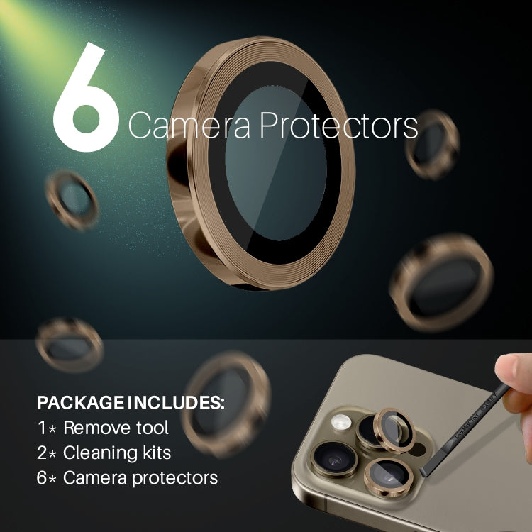 For iPhone 16 Pro / Pro Max NORTHJO 2 Sets 6pcs Camera Lens Protector Cover Metal Ring Film(Brown) - free shipping - PMC Jewellery - Order now!