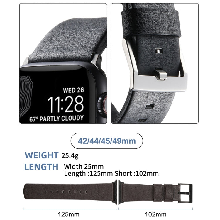 For Apple Watch SE 44mm Genuine Leather Hybrid Silicone Watch Band(Coffee Black Buckle) - Watch Bands by PMC TechLife | Online Shopping South Africa | PMC TechLife | Buy Now Pay Later Mobicred