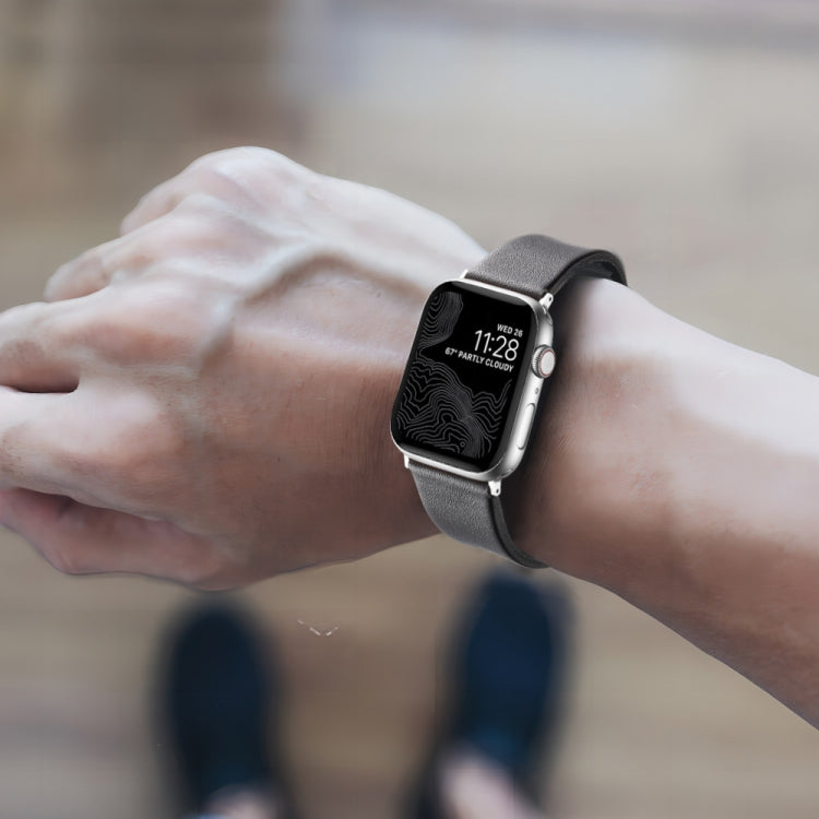 For Apple Watch SE 44mm Genuine Leather Hybrid Silicone Watch Band(Coffee Black Buckle) - Watch Bands by PMC TechLife | Online Shopping South Africa | PMC TechLife | Buy Now Pay Later Mobicred