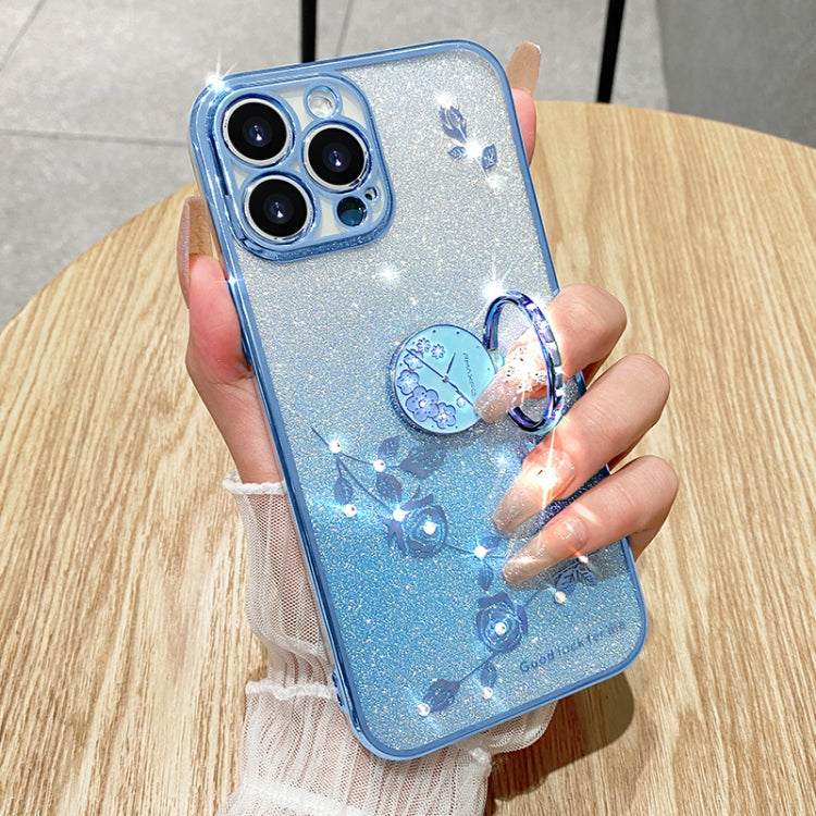 For iPhone 16 Pro Max Gradient Glitter Immortal Flower Ring All-inclusive Phone Case(Blue) - iPhone 16 Cases by PMC TechLife | Online Shopping South Africa | PMC TechLife | Buy Now Pay Later Mobicred