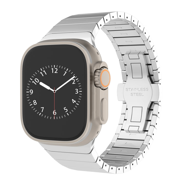 For Apple Watch Series 6 44mm One-bead Paint Alloy Butterfly Buckle Watch Band(Silver) - free shipping - PMC TechLife - Order now!