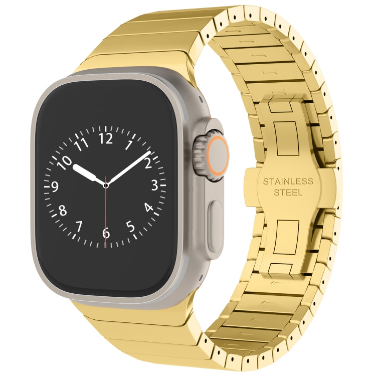 For Apple Watch Series 3 42mm One-bead Paint Alloy Butterfly Buckle Watch Band(Gold) - free shipping - PMC TechLife - Order now!