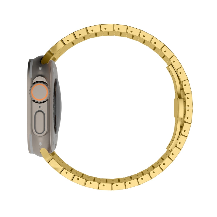For Apple Watch Series 3 42mm One-bead Paint Alloy Butterfly Buckle Watch Band(Gold) - free shipping - PMC TechLife - Order now!