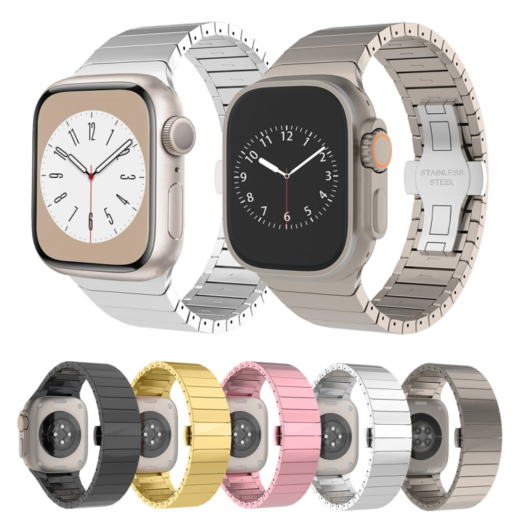For Apple Watch Series 6 44mm One-bead Paint Alloy Butterfly Buckle Watch Band(Silver) - free shipping - PMC TechLife - Order now!
