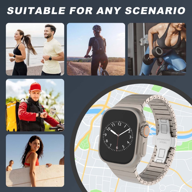 For Apple Watch Ultra 49mm One-bead Paint Alloy Butterfly Buckle Watch Band(Silver) - free shipping - PMC TechLife - Order now!