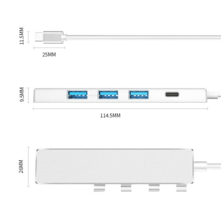 ADS-301C USB-C / Type-C to USB-C + USB 3.0 + 3 x USB 2.0 Expander HUB(Grey) - USB HUB by PMC TechLife | Online Shopping South Africa | PMC TechLife | Buy Now Pay Later Mobicred