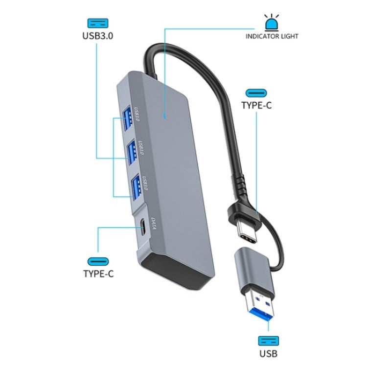 ADS-309D USB / Type-C to 3  x USB 3.0 + Type-C Data Port Expansion Hub Adapter - USB 3.0 HUB by PMC Jewellery | Online Shopping South Africa | PMC Jewellery | Buy Now Pay Later Mobicred