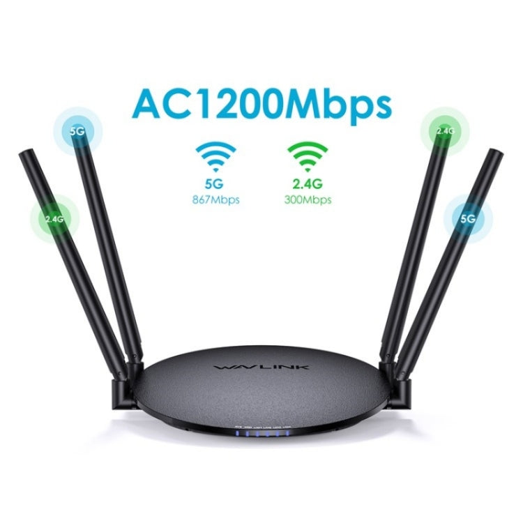 WAVLINK WN530G3 4x 5dBi Foldable Antenna AC1200 Dual Band Wireless Repeater Router, Plug:UK Plug - free shipping - PMC Jewellery - Order now!