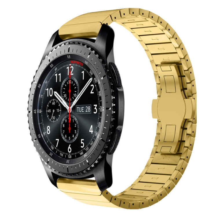 For Samsung Galaxy Watch Gear S3 Frontier 22mm One Bead Paint Butterfly Buckle Alloy Watch Band(Gold) - free shipping - PMC TechLife - Order now!