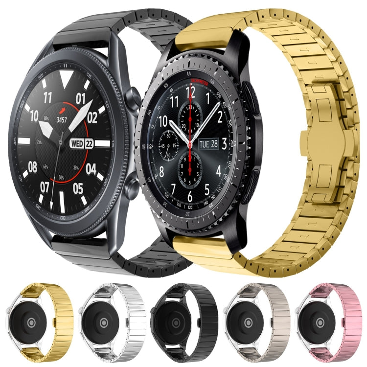 For Samsung Galaxy Watch Gear S3 Classic 22mm One Bead Paint Butterfly Buckle Alloy Watch Band(Silver) - free shipping - PMC TechLife - Order now!