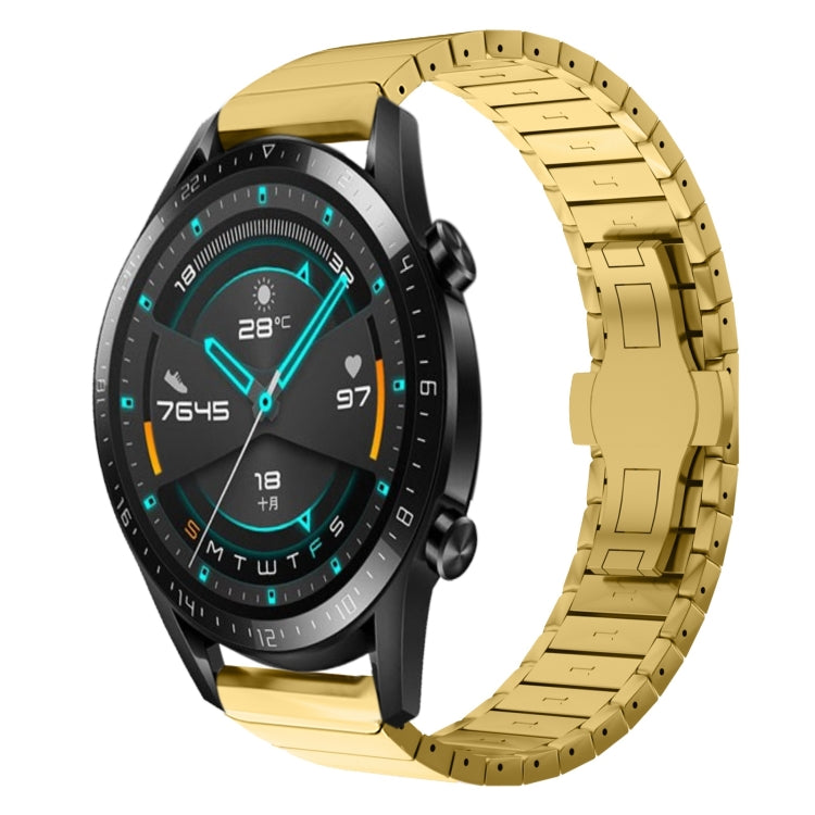 For Huawei Watch GT2 46mm 22mm One Bead Paint Butterfly Buckle Alloy Watch Band(Gold) - free shipping - PMC TechLife - Order now!
