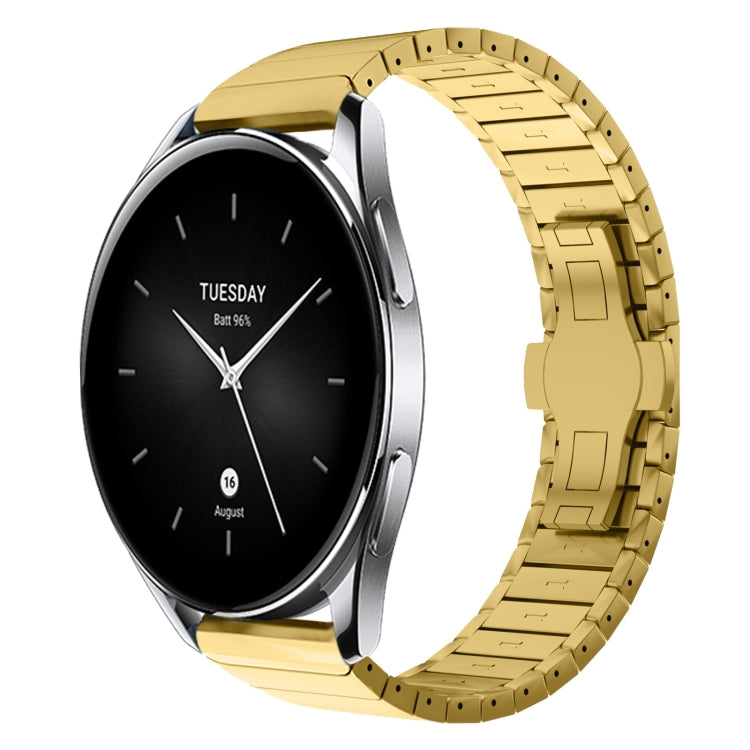 For Xiaomi Watch S2 22mm One Bead Paint Butterfly Buckle Alloy Watch Band(Gold) - free shipping - PMC TechLife - Order now!