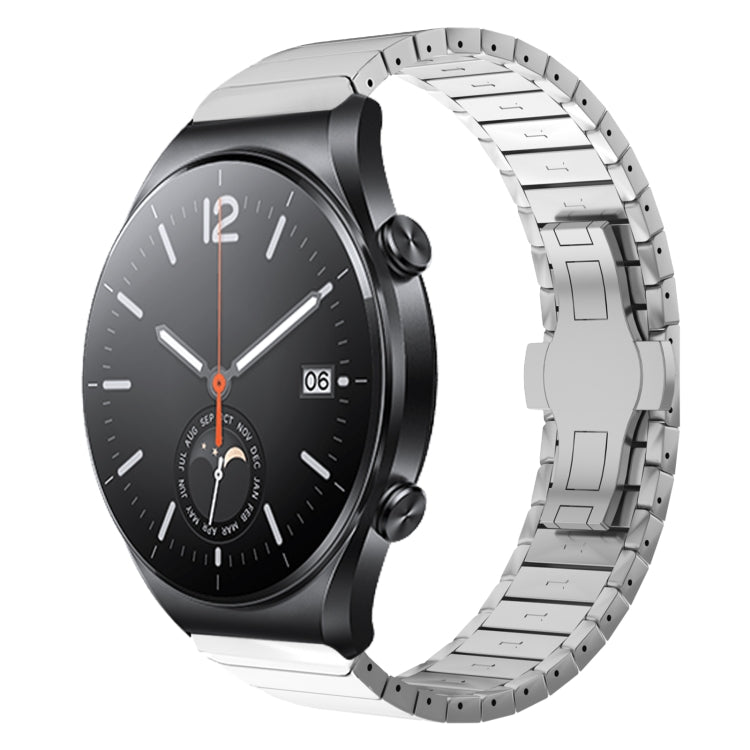 For Xiaomi Watch S1 22mm One Bead Paint Butterfly Buckle Alloy Watch Band(Silver) - free shipping - PMC TechLife - Order now!