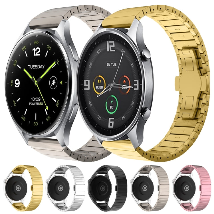 For Xiaomi Watch S1 Pro 22mm One Bead Paint Butterfly Buckle Alloy Watch Band(Gold) - free shipping - PMC TechLife - Order now!