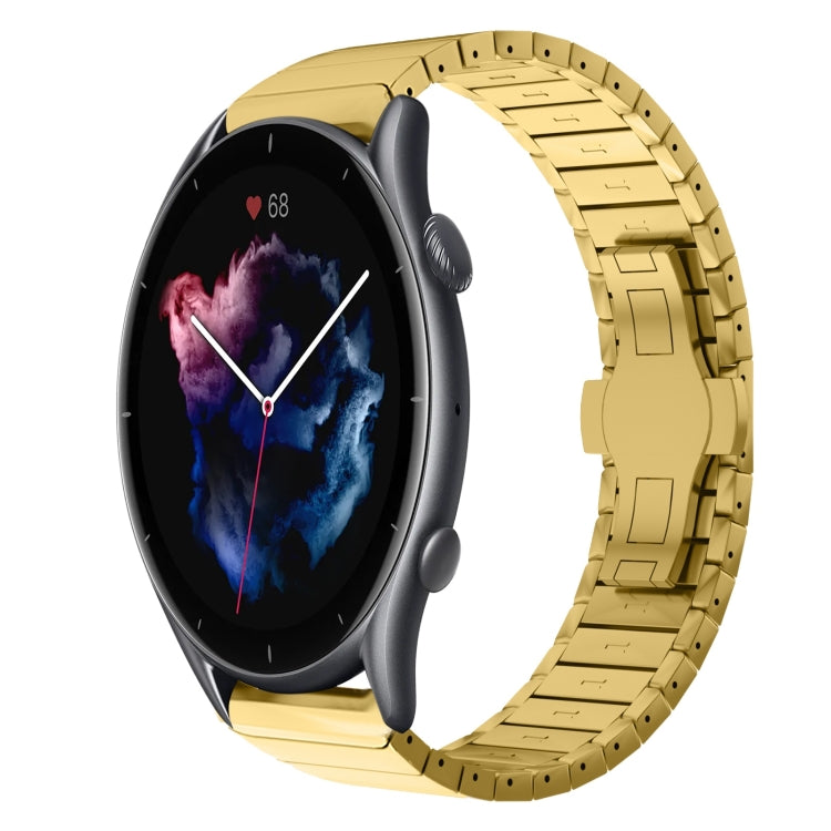 For Amazfit Watch GTR 3 Pro 22mm One-Bead Paint Butterfly Buckle Alloy Watch Band(Gold) - free shipping - PMC TechLife - Order now!