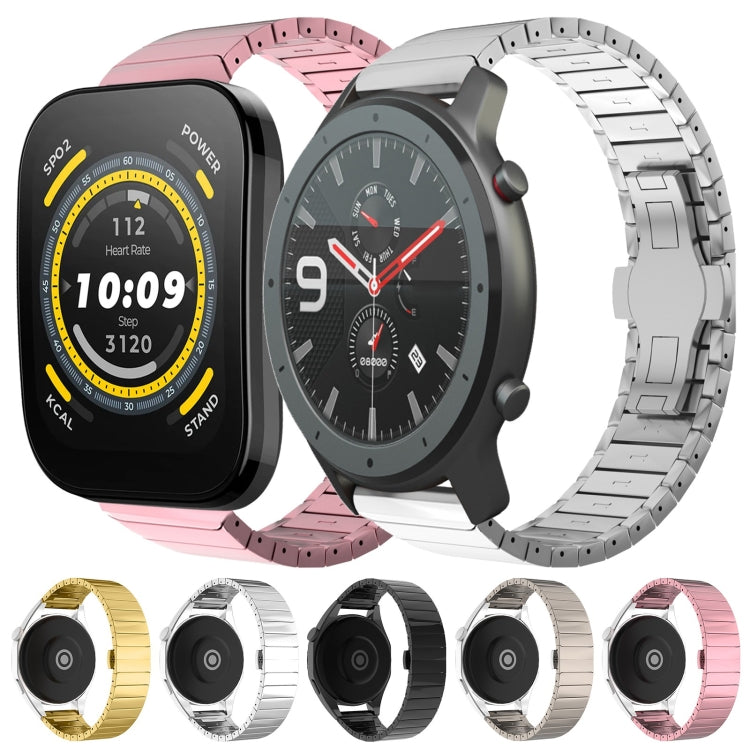 For Amazfit  Watch Bip 5 22mm One-Bead Paint Butterfly Buckle Alloy Watch Band(Silver) - free shipping - PMC TechLife - Order now!
