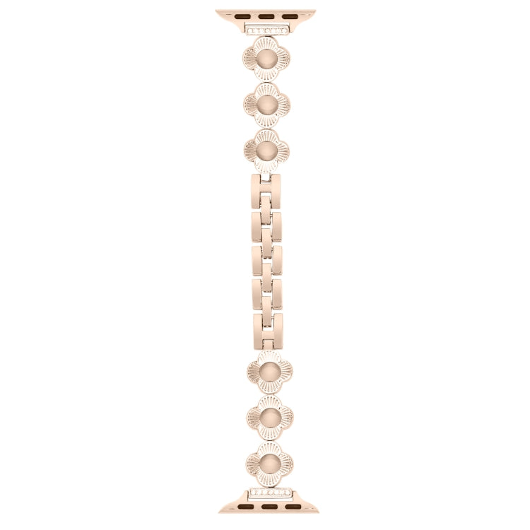 For Apple Watch Ultra 2 49mm Four Leaf Clover Quick-Release Metal Chain Watch Band(Rose Gold) - free shipping - PMC TechLife - Order now!