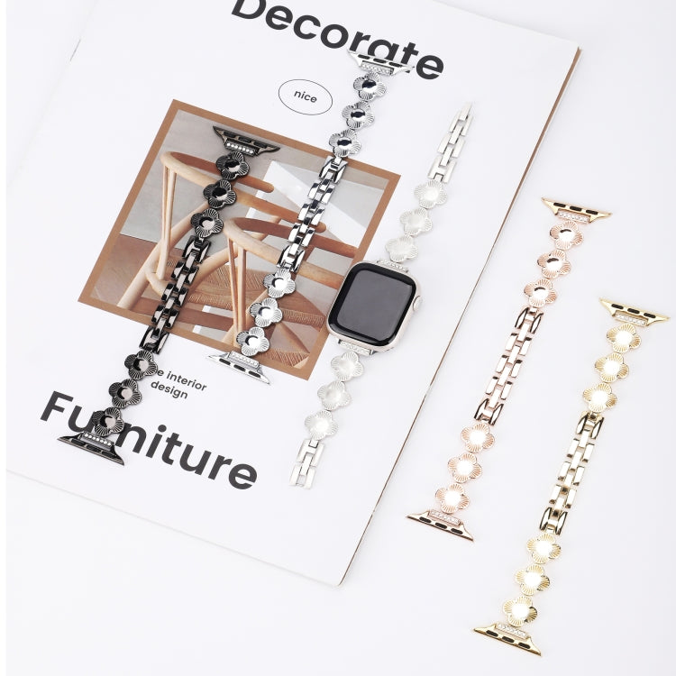 For Apple Watch Ultra 49mm Four Leaf Clover Quick-Release Metal Chain Watch Band(Gold) - free shipping - PMC TechLife - Order now!