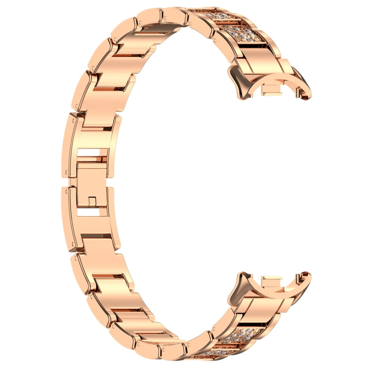 For Xiaomi Smart Band 9 / 9 NFC Diamond Three Beads Stainless Steel Metal Watch Band(Rose Gold) - free shipping - PMC TechLife - Order now!