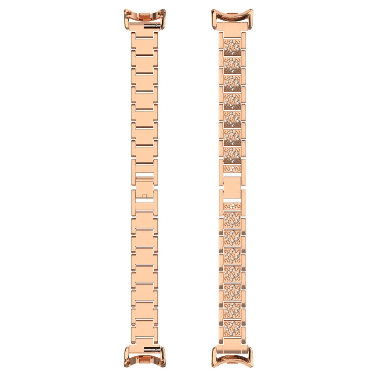 For Xiaomi Smart Band 9 / 9 NFC Diamond Three Beads Stainless Steel Metal Watch Band(Rose Gold) - free shipping - PMC TechLife - Order now!