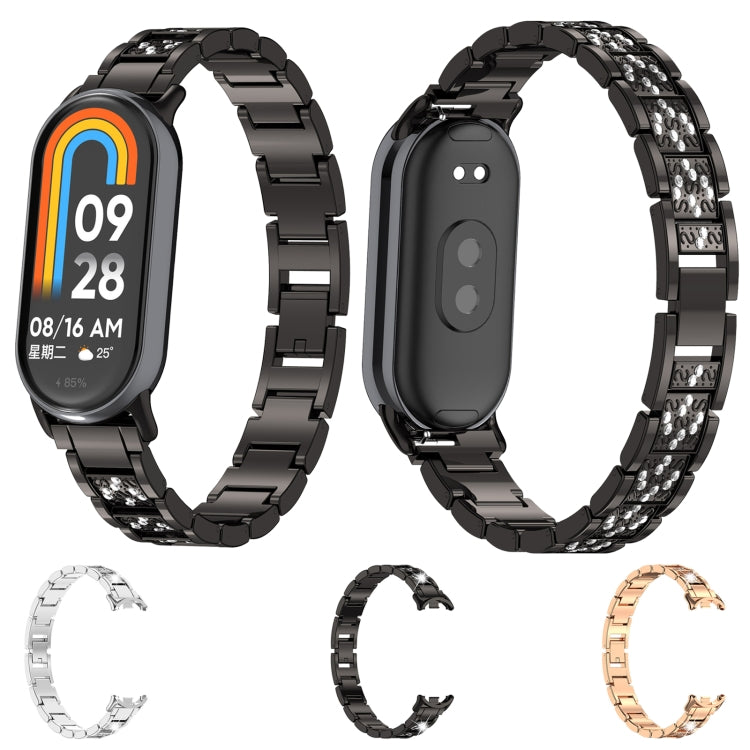 For Xiaomi Smart Band 9 / 9 NFC Diamond Three Beads Stainless Steel Metal Watch Band(Rose Gold) - free shipping - PMC TechLife - Order now!