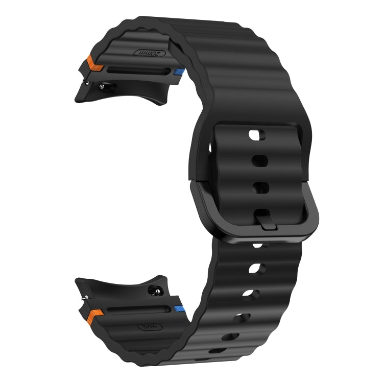 For Samsung Galaxy Watch 7 40 / 44mm Wave Pattern Stitched Silicone Watch Band(Black) - free shipping - PMC TechLife - Order now!