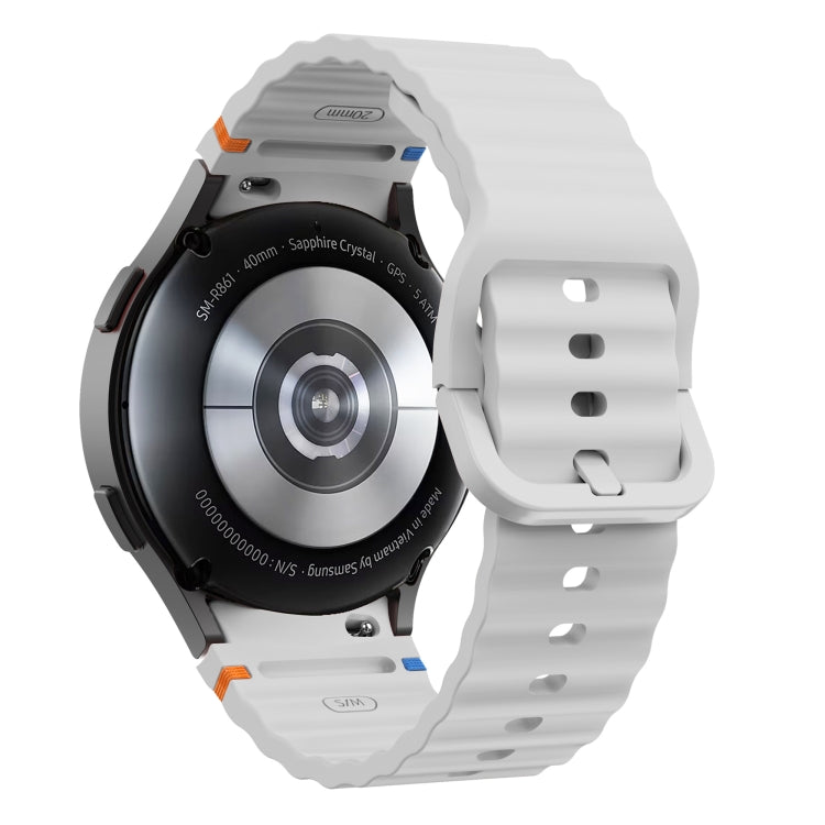 For Samsung Galaxy Watch 7 40 / 44mm Wave Pattern Stitched Silicone Watch Band(Light Gray) - free shipping - PMC TechLife - Order now!