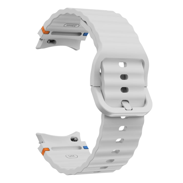 For Samsung Galaxy Watch 7 40 / 44mm Wave Pattern Stitched Silicone Watch Band(Light Gray) - free shipping - PMC TechLife - Order now!