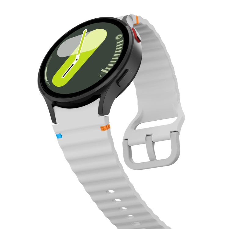 For Samsung Galaxy Watch 7 40 / 44mm Wave Pattern Stitched Silicone Watch Band(Light Gray) - free shipping - PMC TechLife - Order now!