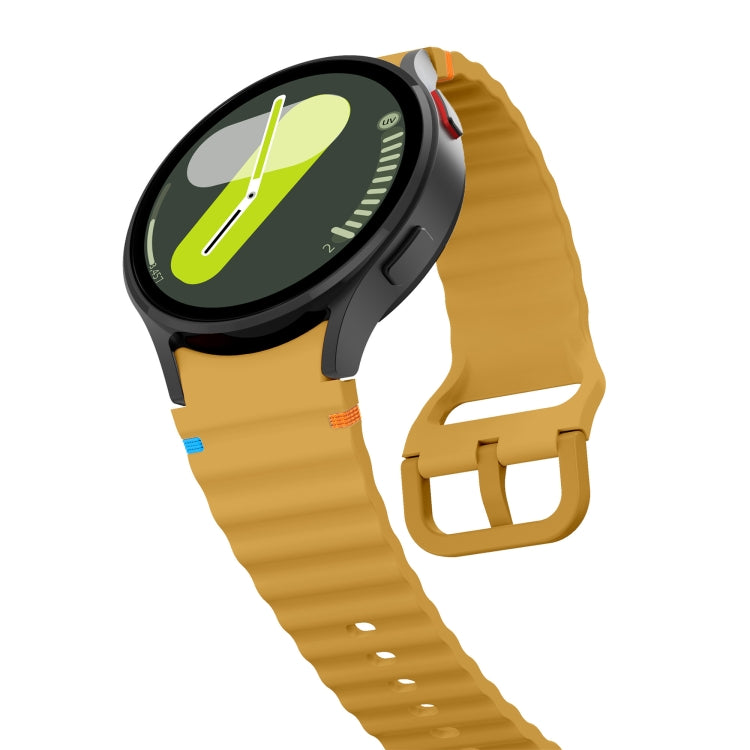 For Samsung Galaxy Watch 7 40 / 44mm Wave Pattern Stitched Silicone Watch Band(Yellow) - free shipping - PMC TechLife - Order now!