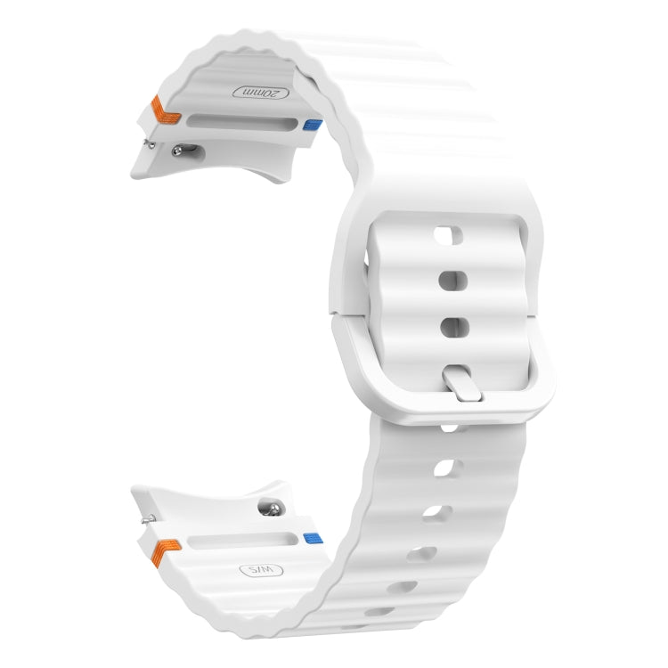 For Samsung Galaxy Watch 6 Classic Wave Pattern Stitched Silicone Watch Band(White) - free shipping - PMC TechLife - Order now!