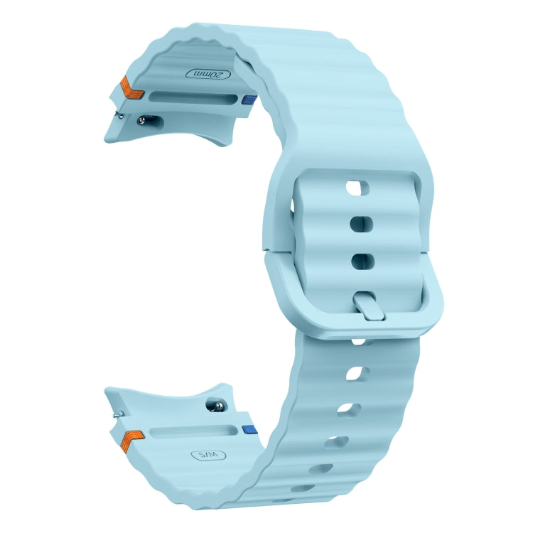 For Samsung Galaxy Watch 6 Classic Wave Pattern Stitched Silicone Watch Band(Light Blue) - free shipping - PMC TechLife - Order now!