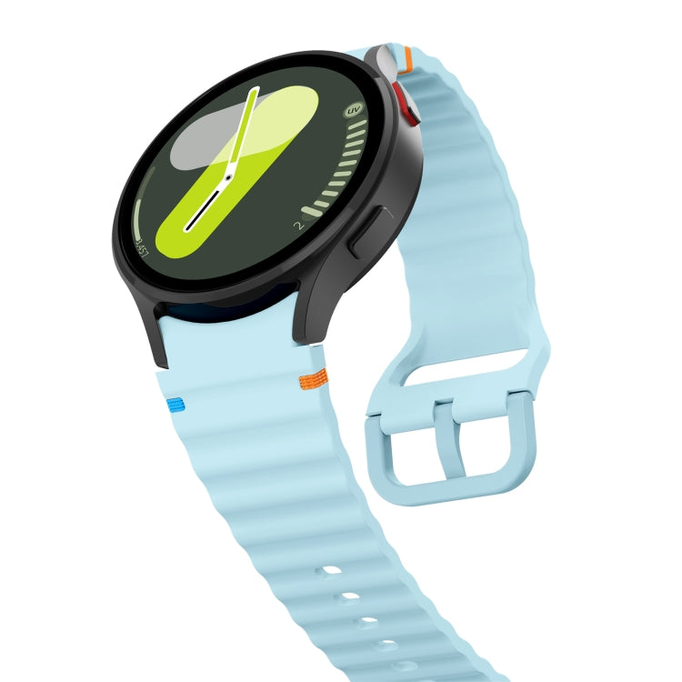 For Samsung Galaxy Watch 6 Classic Wave Pattern Stitched Silicone Watch Band(Light Blue) - free shipping - PMC TechLife - Order now!