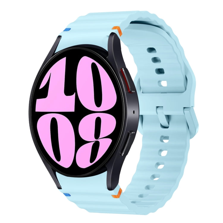 For Samsung Galaxy Watch 6 40 / 44mm Wave Pattern Stitched Silicone Watch Band(Light Blue) - free shipping - PMC TechLife - Order now!