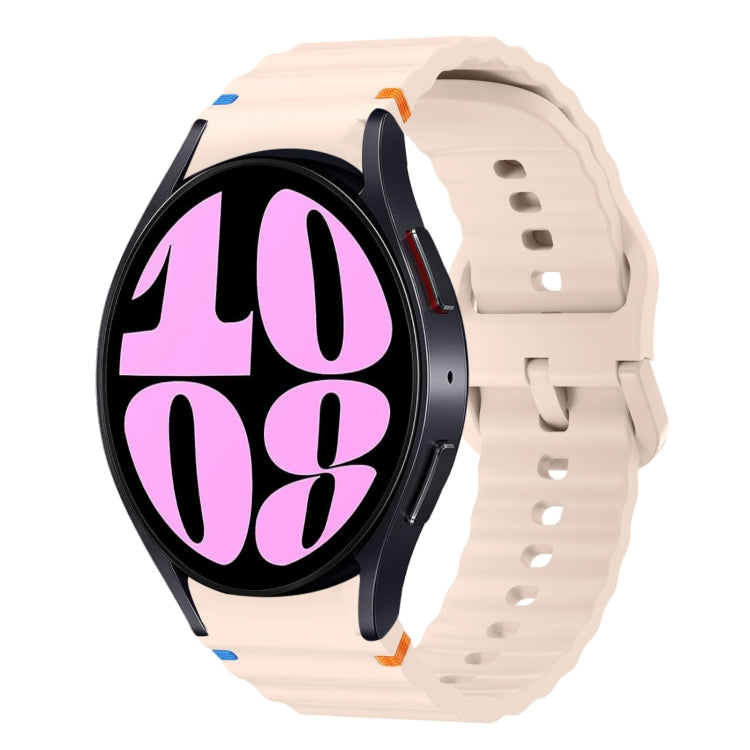 For Samsung Galaxy Watch 6 40 / 44mm Wave Pattern Stitched Silicone Watch Band(Pink) - free shipping - PMC TechLife - Order now!