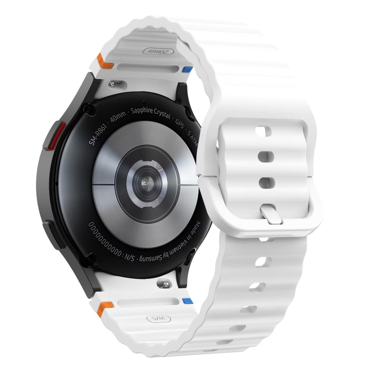For Samsung Galaxy Watch 5 40 / 44mm Wave Pattern Stitched Silicone Watch Band(White) - free shipping - PMC TechLife - Order now!