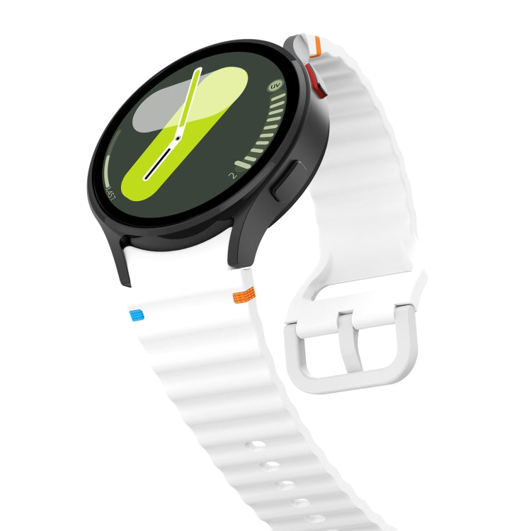 For Samsung Galaxy Watch 5 40 / 44mm Wave Pattern Stitched Silicone Watch Band(White) - free shipping - PMC TechLife - Order now!