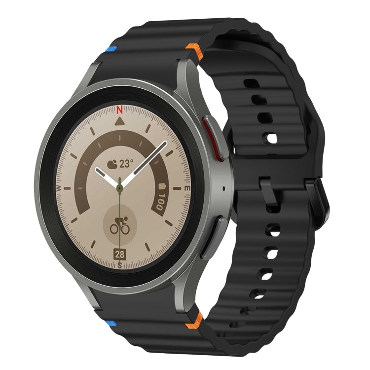For Samsung Galaxy Watch 5 Pro Wave Pattern Stitched Silicone Watch Band(Black) - free shipping - PMC TechLife - Order now!