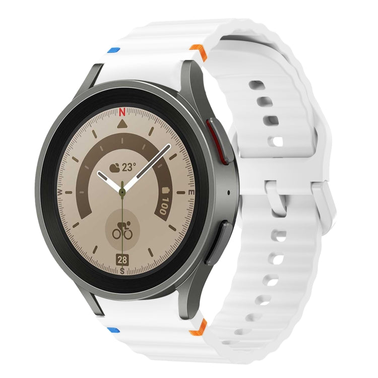 For Samsung Galaxy Watch 5 Pro Wave Pattern Stitched Silicone Watch Band(White) - free shipping - PMC TechLife - Order now!