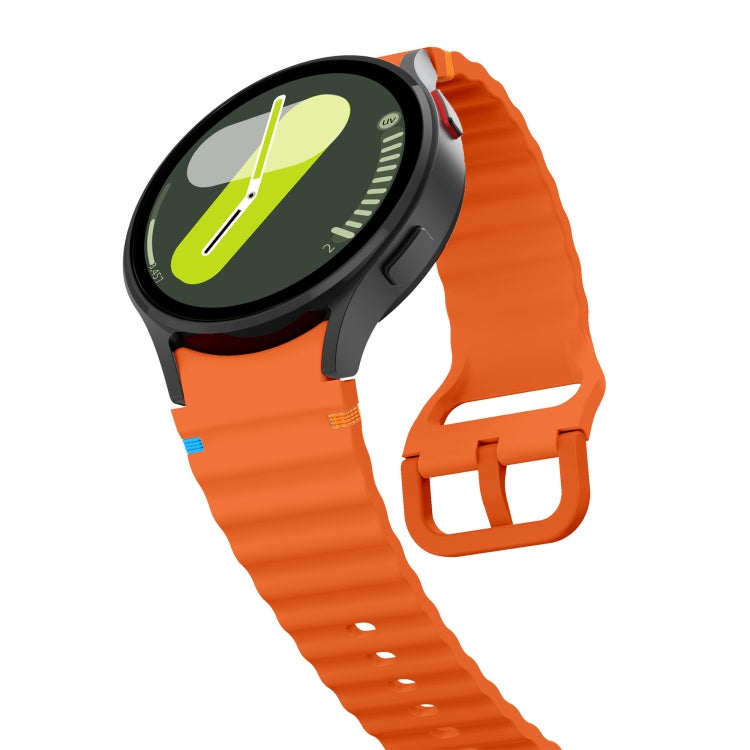 For Samsung Galaxy Watch 5 Pro Wave Pattern Stitched Silicone Watch Band(Orange) - free shipping - PMC TechLife - Order now!