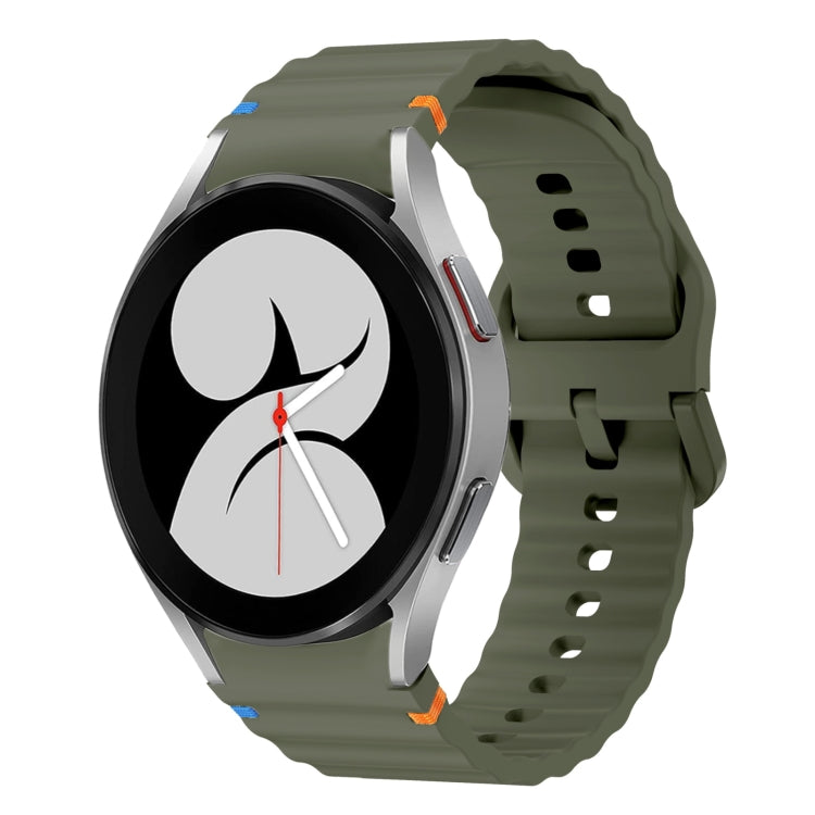 For Samsung Galaxy Watch 4 40 / 44mm Wave Pattern Stitched Silicone Watch Band(Army Green) - free shipping - PMC TechLife - Order now!