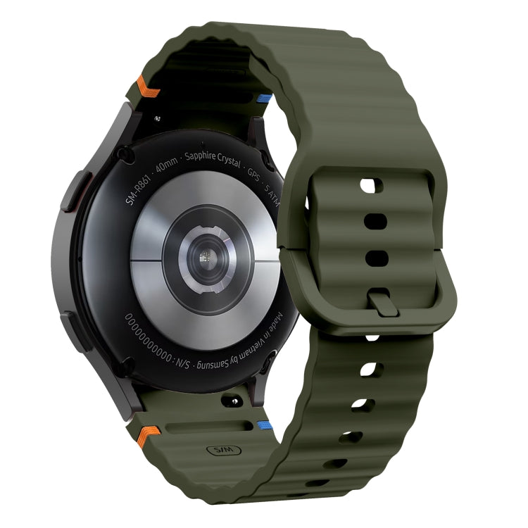 For Samsung Galaxy Watch 4 40 / 44mm Wave Pattern Stitched Silicone Watch Band(Army Green) - free shipping - PMC TechLife - Order now!